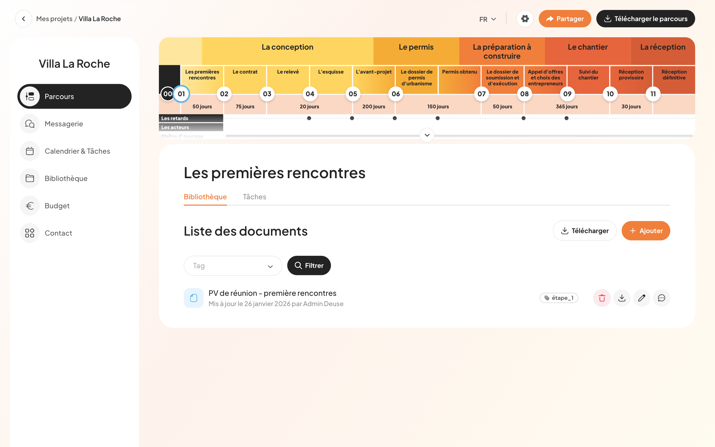 Écran 5: Parcours - Documents