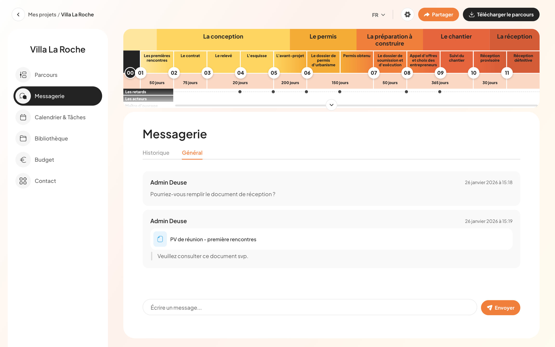 Écran 6: Messagerie